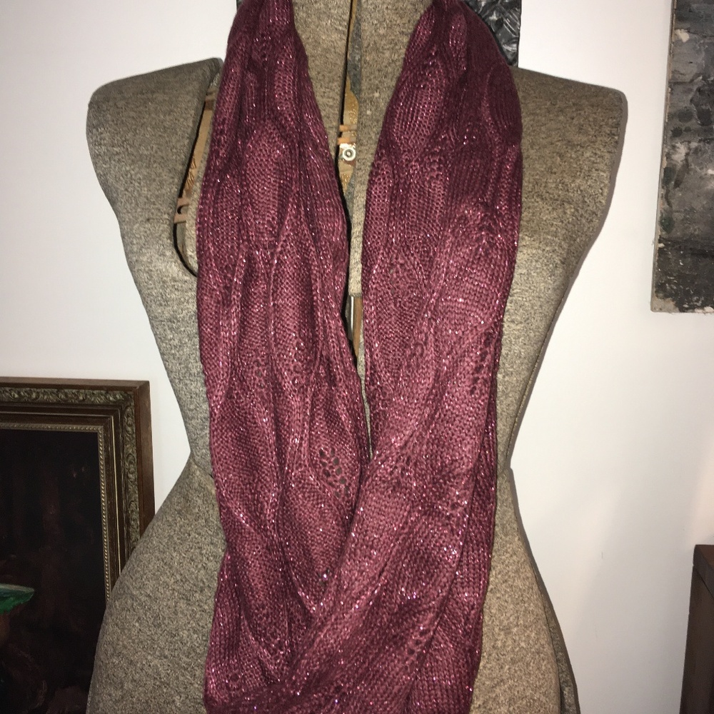 burgundy wine infinity scarf with shimmer